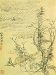 Old Fishman on the River.  CHinese painting. Hun Shouping